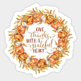 Give Thanks Pumpkin Wreath Sticker